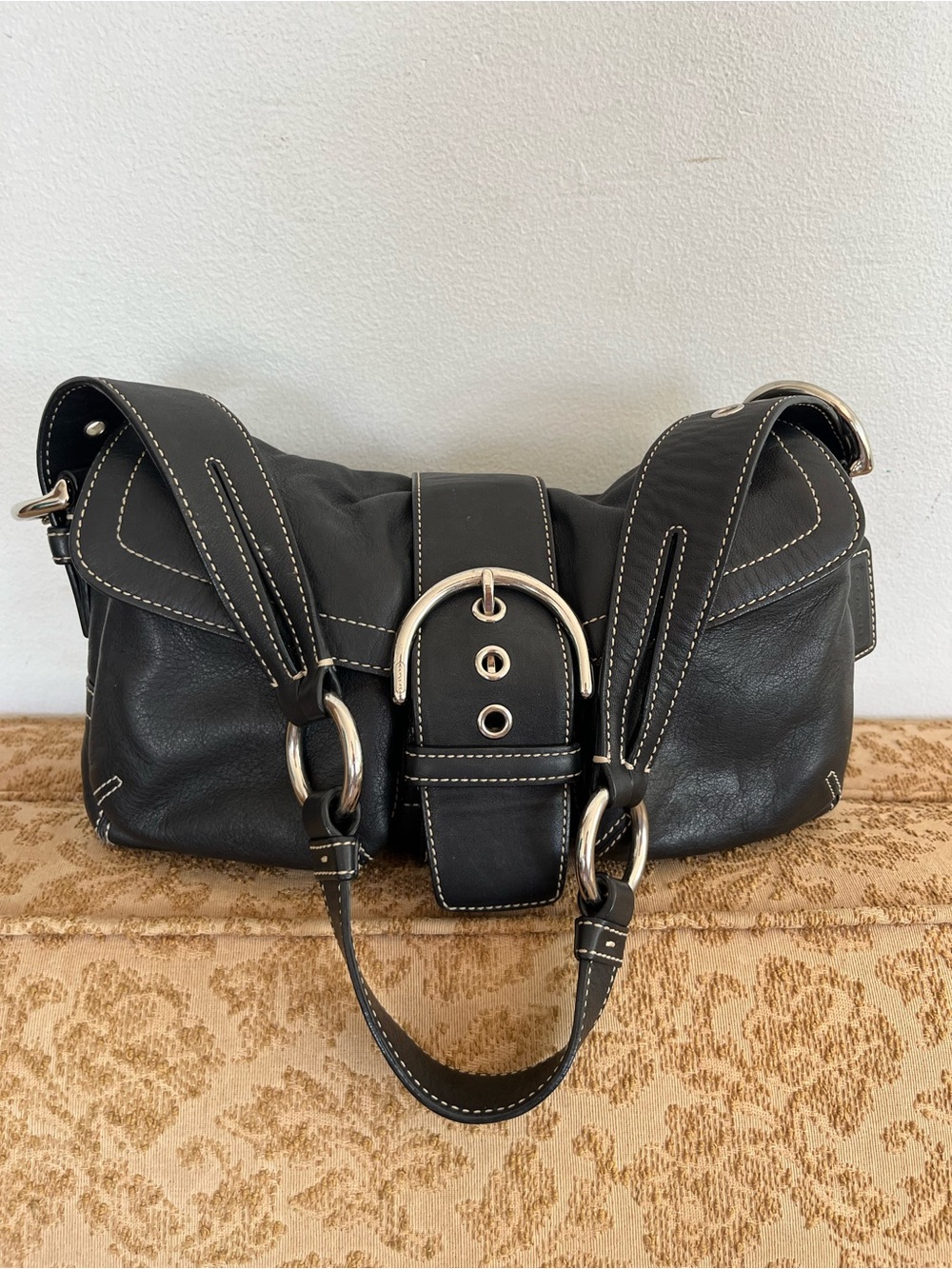 Coach Vintage Y2K Soho Shoulder Bag, 3653 Black Leather Hobo Buckle - Picture 7 of 12